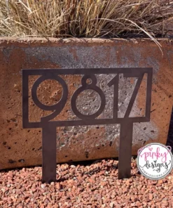 Mid Century Modern Address Yard Sign | Metal House Numbers With Stakes | Metal House Number Sign | Mid Century Address Sign - Style A26
