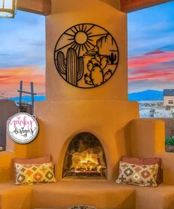 Southwestern Desert Scene, Mountain Scene, Metal Wall Sign, Outdoor Decor, Patio and Garden Decor, Southwest Wall Art, Arizona Desert Scene.