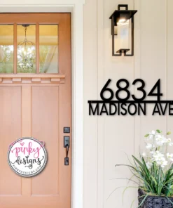 Modern Metal House Numbers With Street Name | Modern Deco House Number Sign | Metal Address Sign | Address Numbers With Street - Style A11