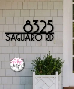 Mid Century Metal House Number Sign | Modern House Numbers with Street Name | Retro Address Sign | Mid Century Modern Address - Style A23