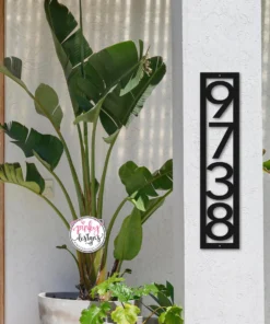 Modern Vertical Metal House Number Sign | Style A19.